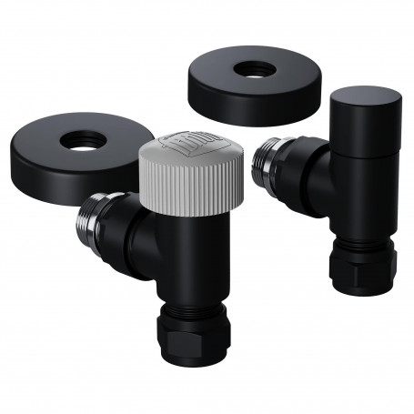Набор термостатический угловой Royal Thermo Design Pro 15мм М30х1,5 (Черный)