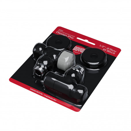 Набор термостатический угловой Royal Thermo Design Pro 15мм М30х1,5 (Черный)
