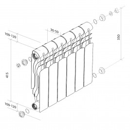 Радиатор биметаллический Royal Thermo Revolution B 350 - 4 секц.