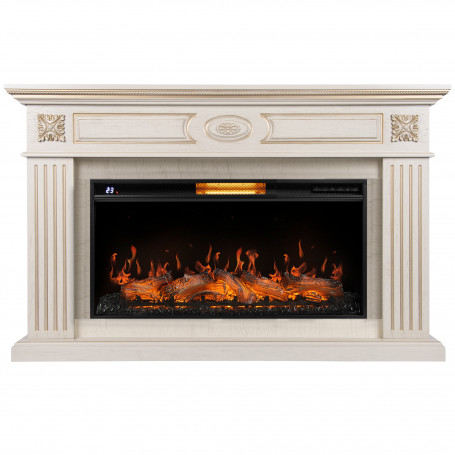 Каминокомплект: Очаг Royal Thermo Aurora RTFP/P-AR40LS, портал Siena 42/40/36, сл. кость с зол. пати