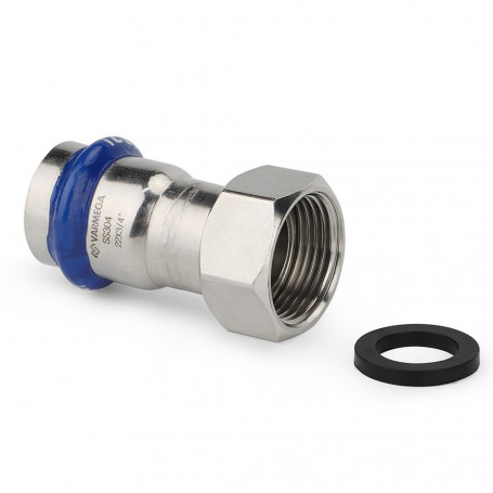 Муфта VARMEGA раструбная Inox Press с накидной гайкой 15x1/2"