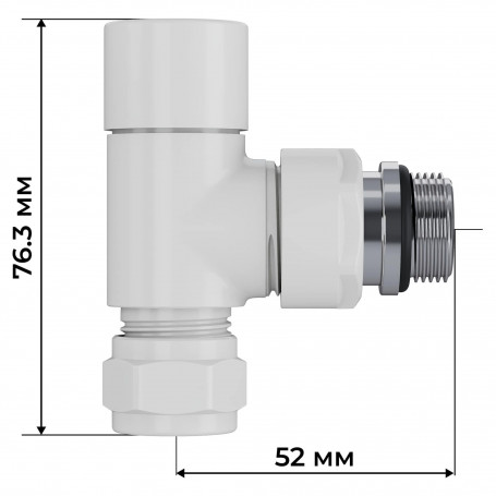 Набор термостатический угловой Royal Thermo Design Pro 15мм М30х1,5 (Белый)