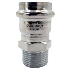 Соединитель ViEiR прямой нерж. сталь с нар.р. 28×3/4" VER-PRO (50/5шт)