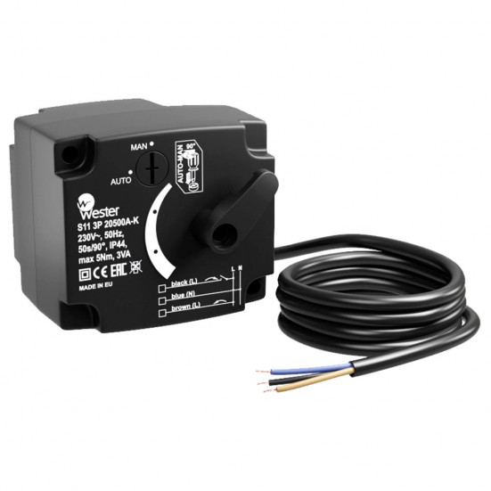 Привод Wester S11 3P 20500A-K 230 VAC 50Hz 50 сек./90 гр. 3-точ. SPDT 5 Nm