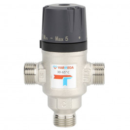 Клапан термосмесительный VARMEGA НР 1", 30-65гр.С, Kvs 1.6, боковое смешение, VM17203