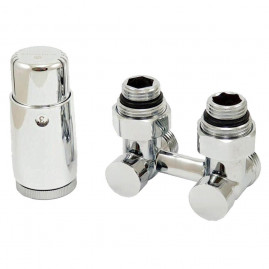Комплект узла нижнего подкл SCHLOSSER угловой STANDARD 3/4" (хром) с термоголовкой М30х1,5, ниппеля 1/2"Х3/4"
