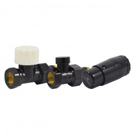 Комплект подключения SCHLOSSER STANDARD MINI 1/2" прямой, Ral 9005, с термоголовкой MINI М30х1,5