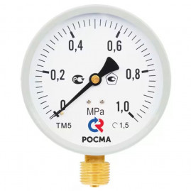 Манометр Росма ТМ-510Р.00 М2 (0-1,6 МПа) G1/2" 1.5 (снизу) корпус 100 мм 00000006818