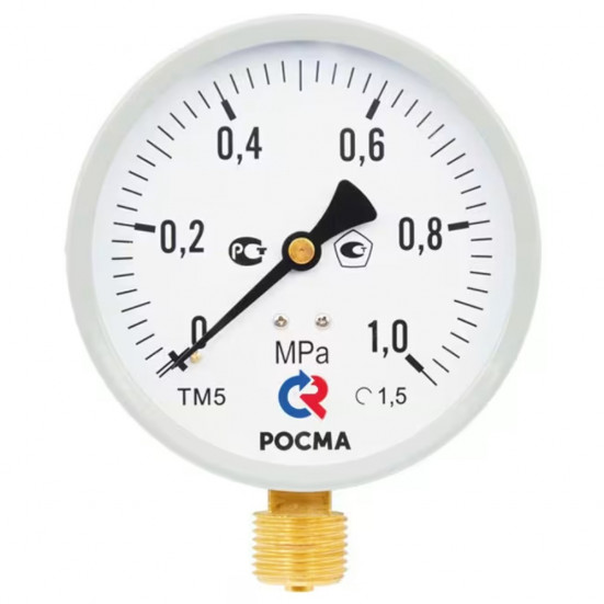Манометр Росма ТМ-510Р.00 М2 (0-1,6 МПа) G1/2" 1.5 (снизу) корпус 100 мм 00000006818
