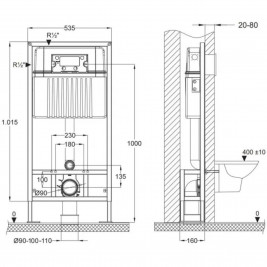 Инсталляция для унитаза BETTOSERB sava free standing, клавиша смыва cool белый глянец круг.