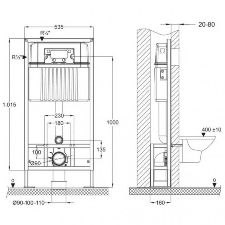 Инсталляция BETTOSERB SAVA Free Standing для подвесного унитаза