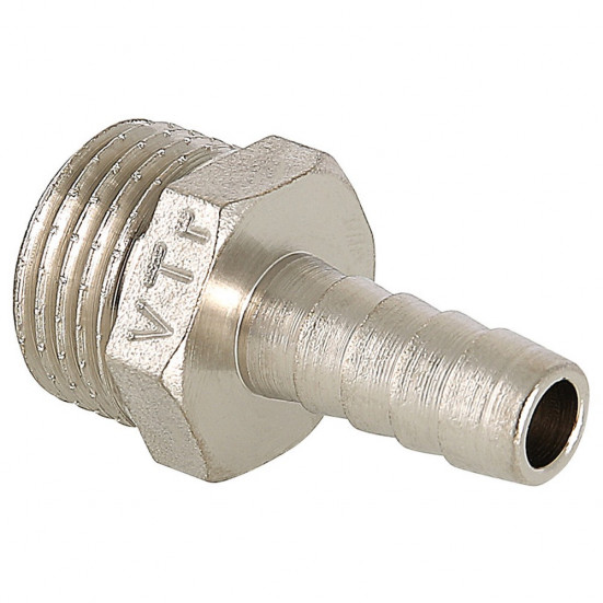Штуцер (елочка) НР наружная резьба d 1/2" х 14 никель (Valtec VT 650) уп 10 шт