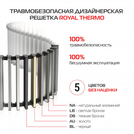 Конвектор внутрипольный Royal Thermo ATRIUM TURBO-190/400/2800-DG-U-NA