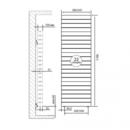 Радиатор Royal Thermo PianoForte Tower Noir Sable - 22 секц.