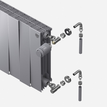 Набор термостатический для радиатора угловой Royal Thermo Design Pro 15 мм М30х1,5 (Хром)