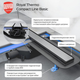 Лоток душевой Royal Thermo с сухим затвором Compact Line Basic 800