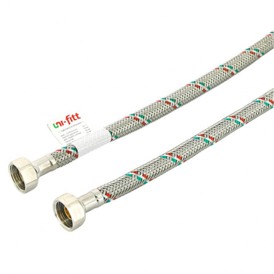 Подводка гибкая Uni-Fitt ВВ 1/2", 40 см, DN 8, оплётка из нерж. стали