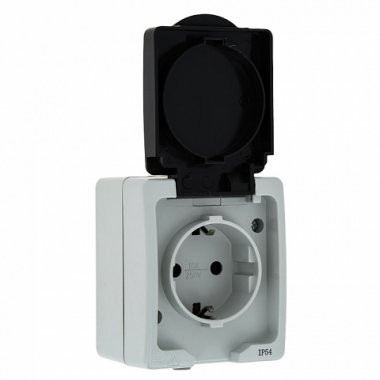 Розетка 1 ОП евро 16А  Венеция РИМ EKF IP54